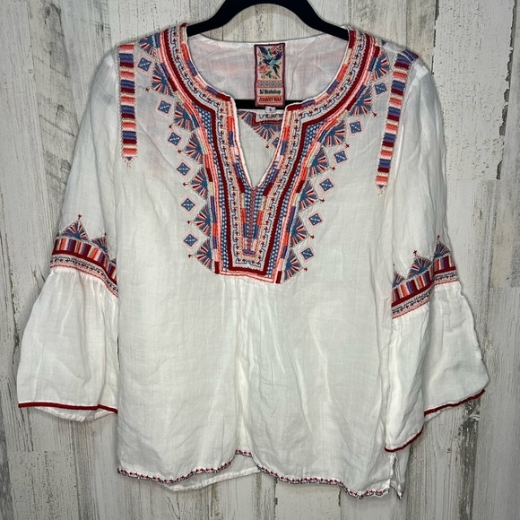 Johnny Was Tops - JOHNNY WAS Embroidered Top Cotton Bell Sleeves Size Small